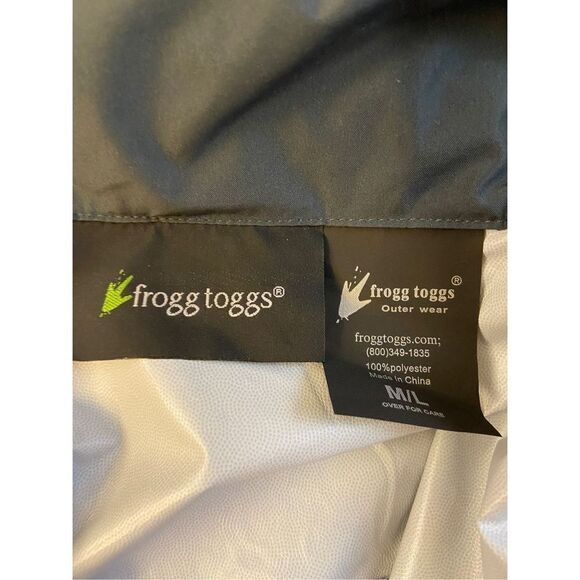 Frogg Toggs M-L Mens rain jacket collar hood blue gray Color Block Nwot - Picture 6 of 9